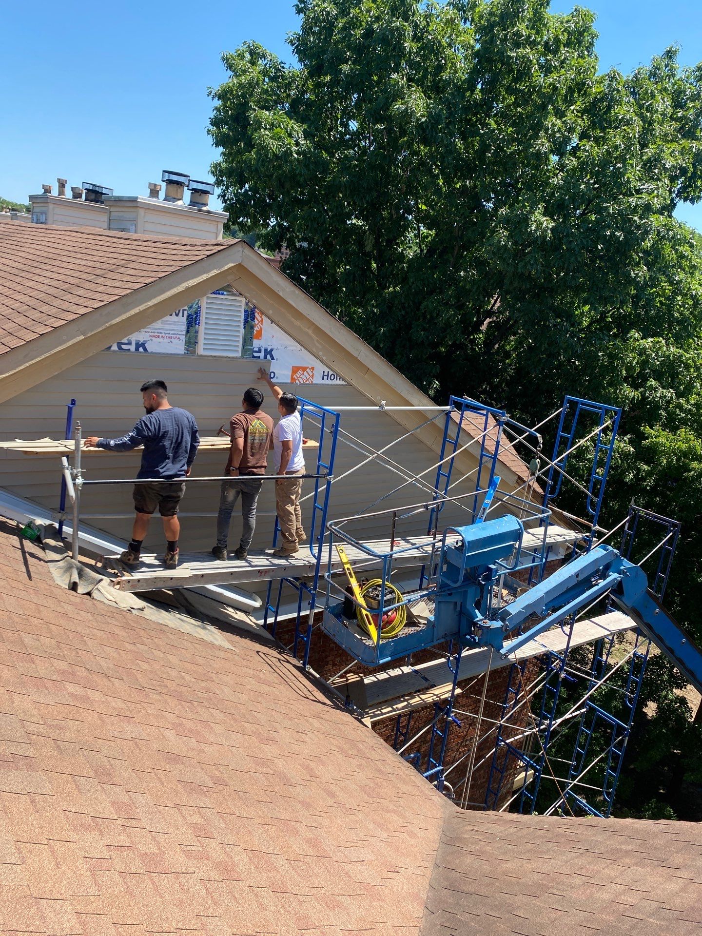 Carpentry and deck framing work with lift access