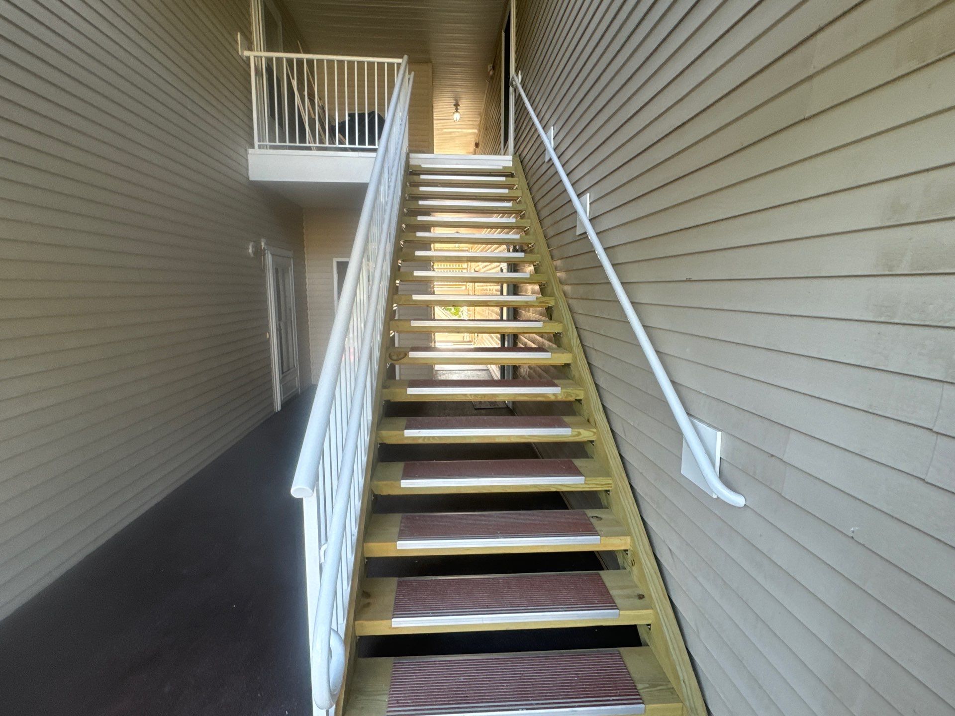Completed exterior stairs and railings