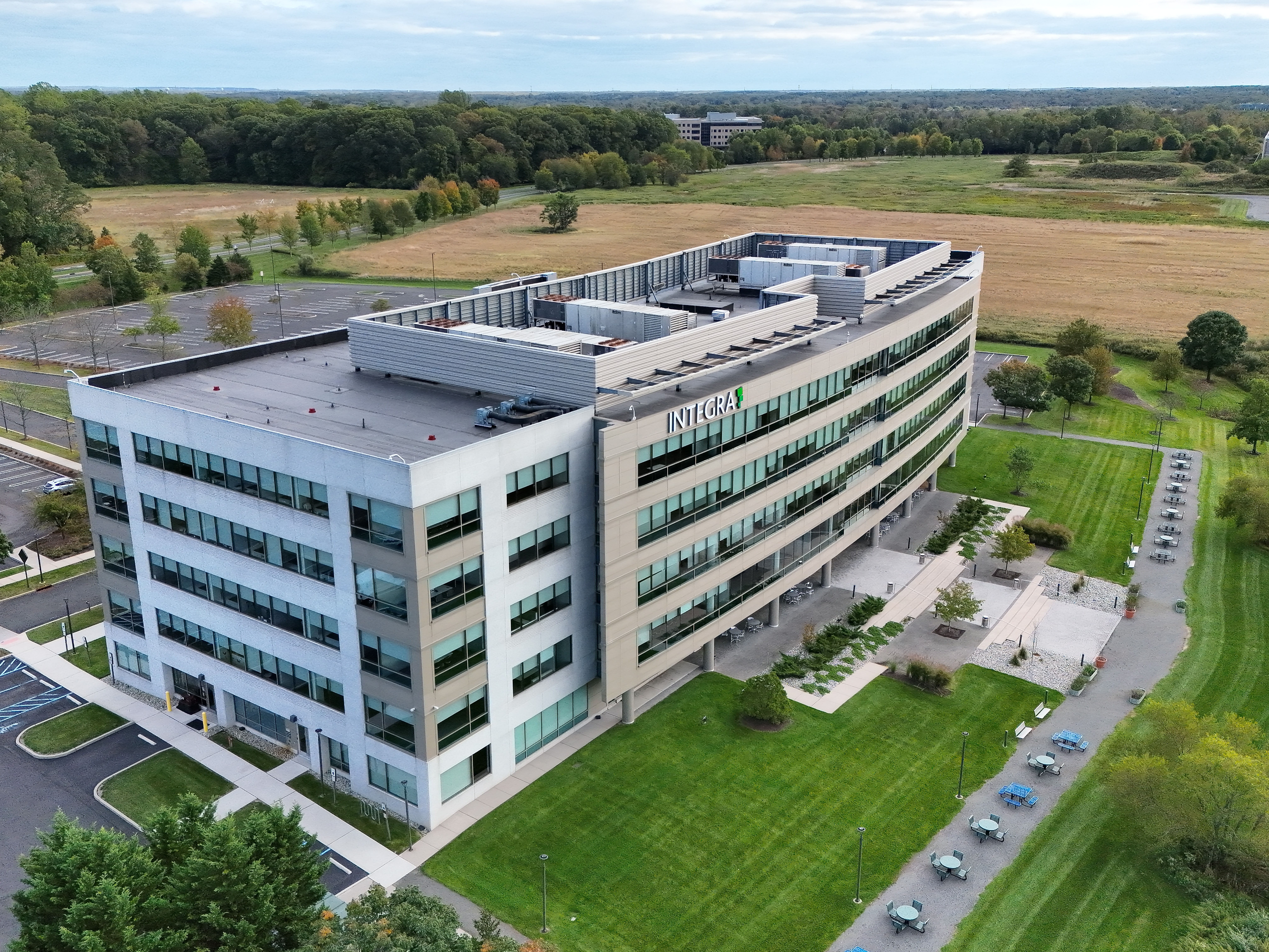 Aerial commercial building facade inspection