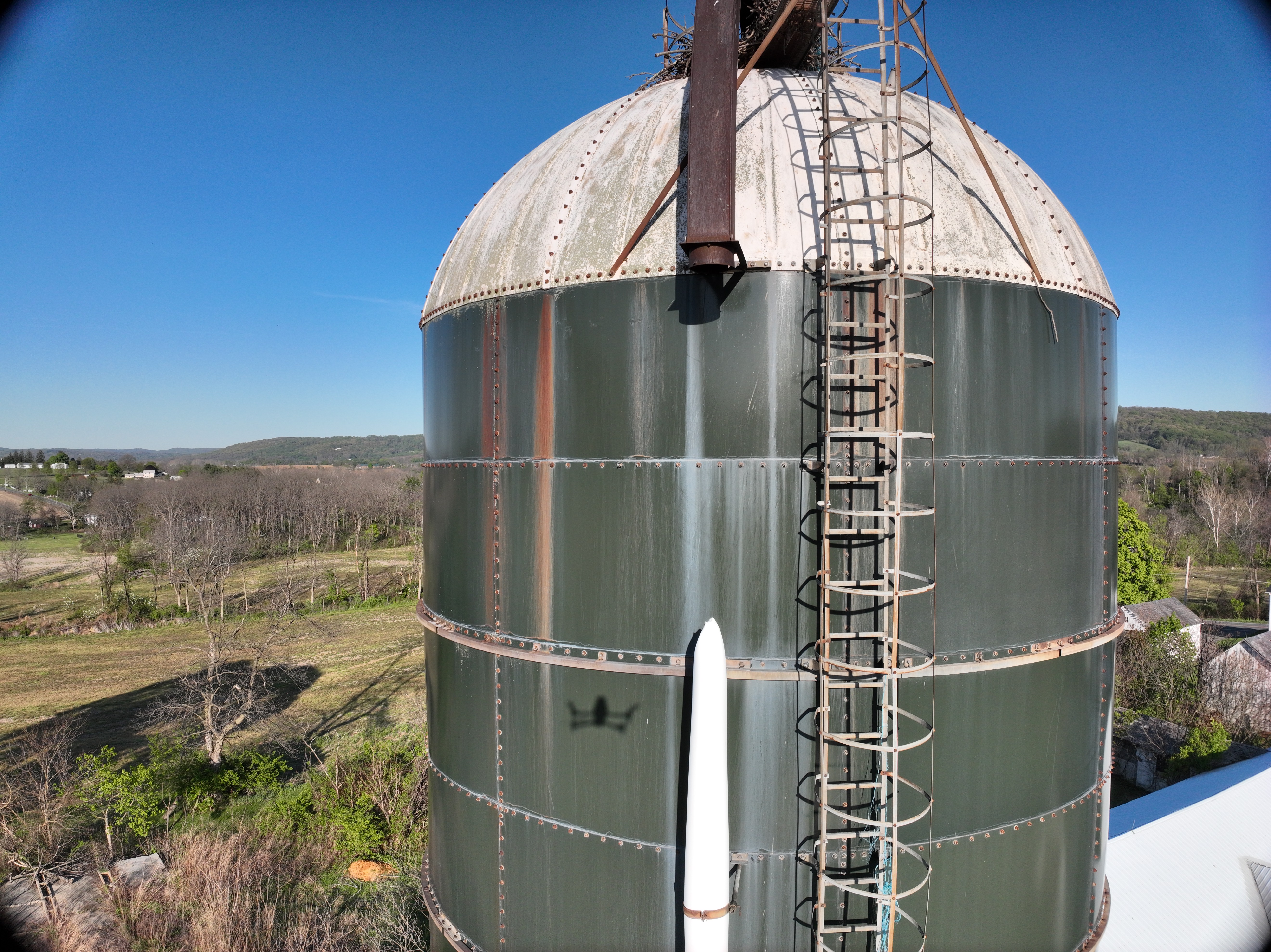 Drone inspection of storage tank exterior