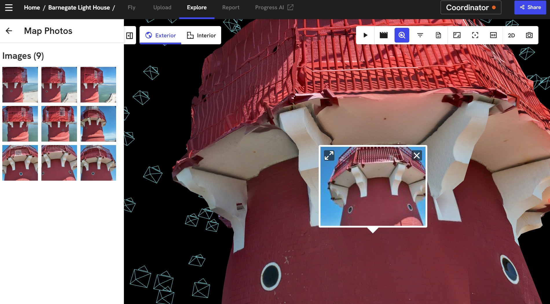 Digital model view of historic structure detail