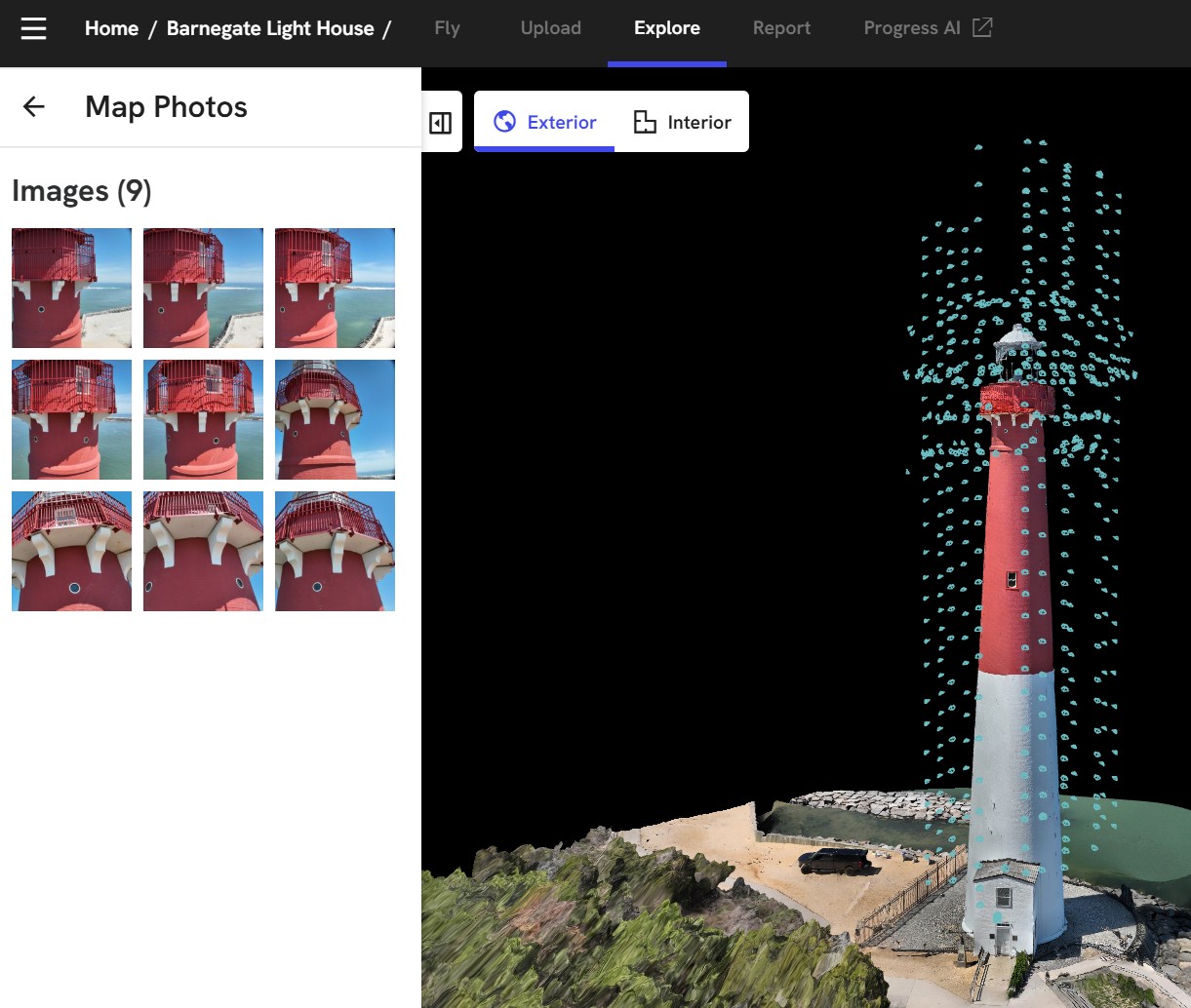 Digital model view of lighthouse or tower preservation data
