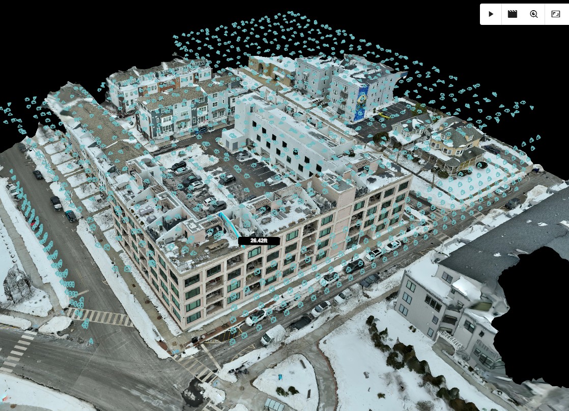 3D drone model of commercial building