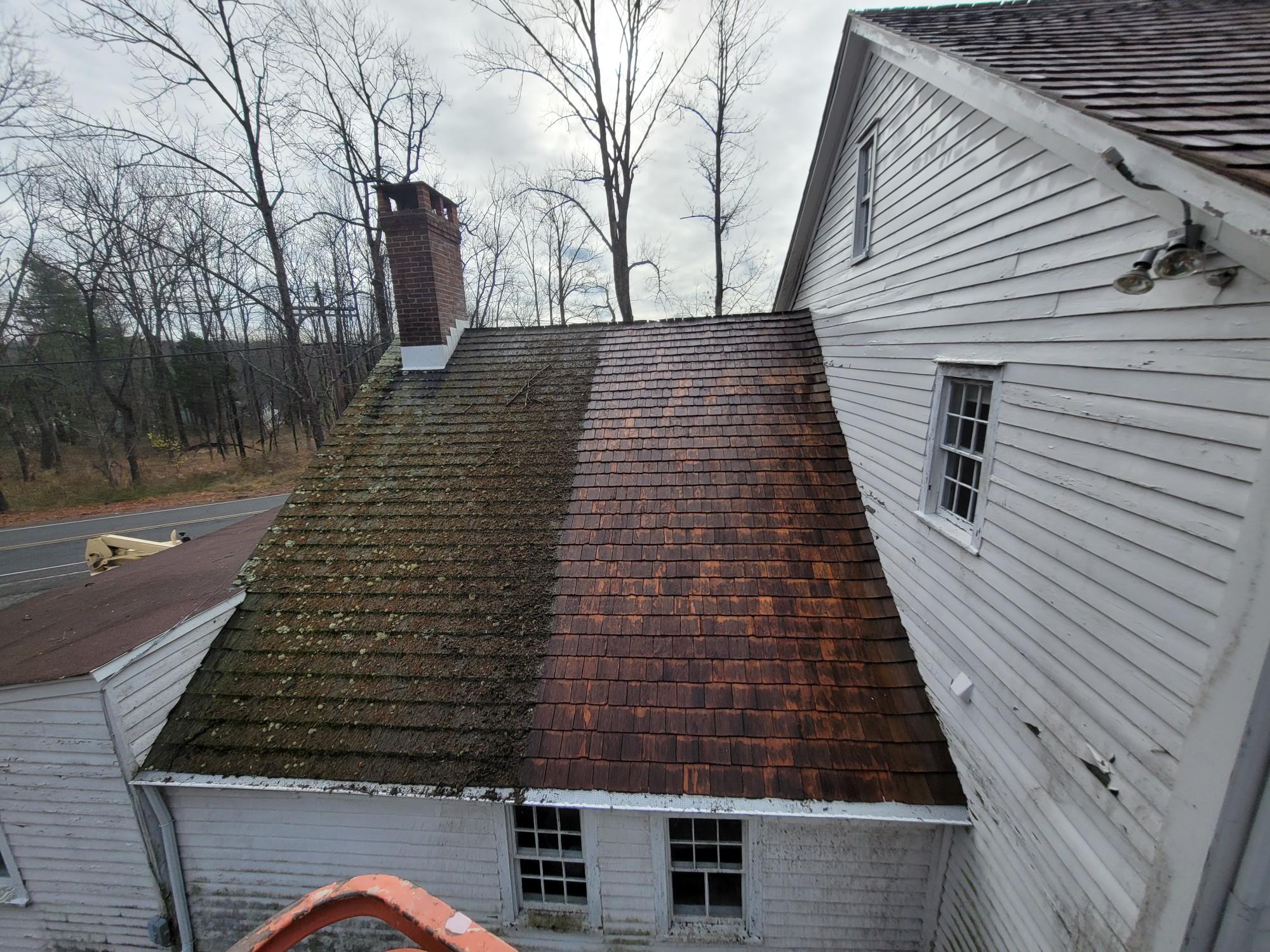 Roof and exterior washing on residential scale structure
