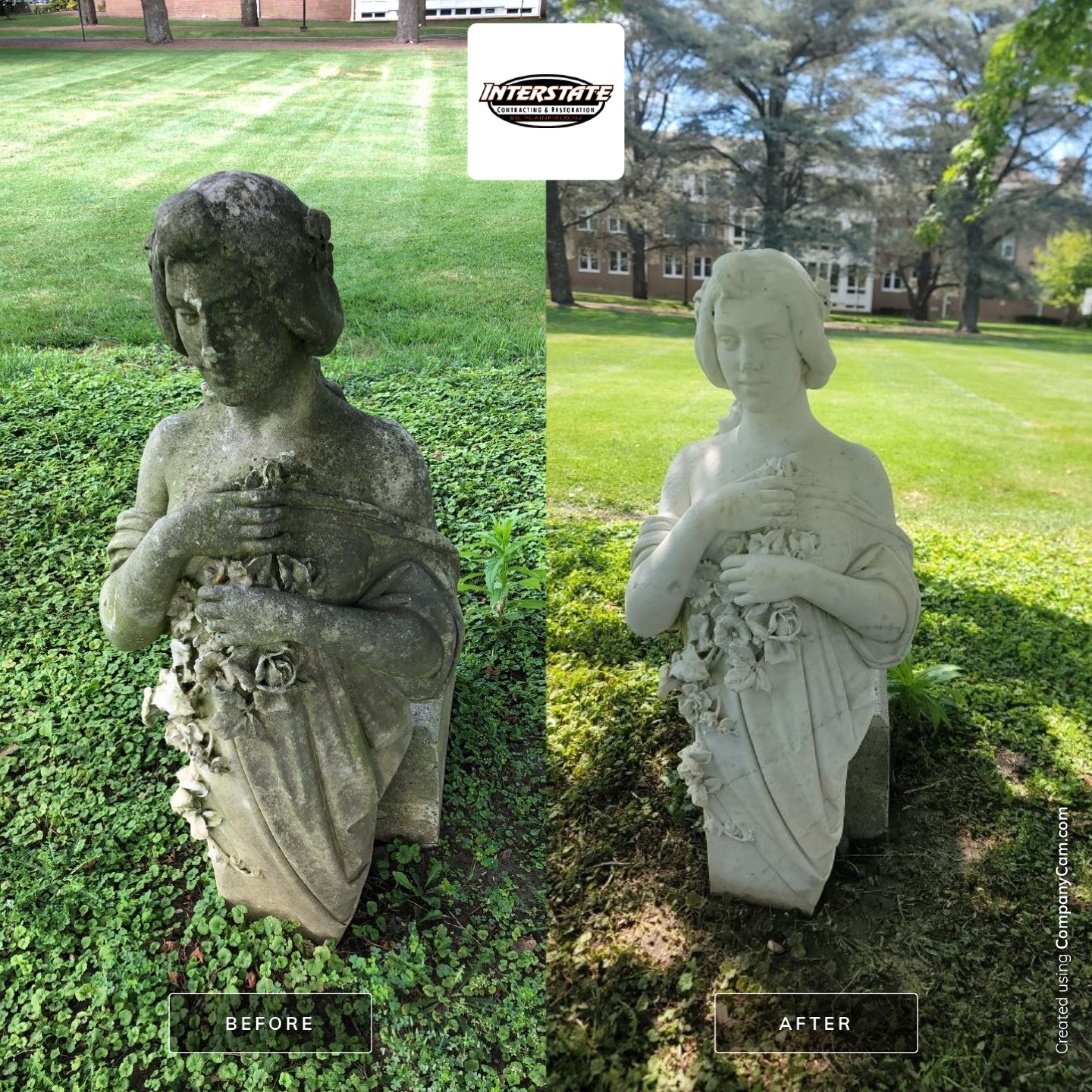 Historic stone figures before restoration