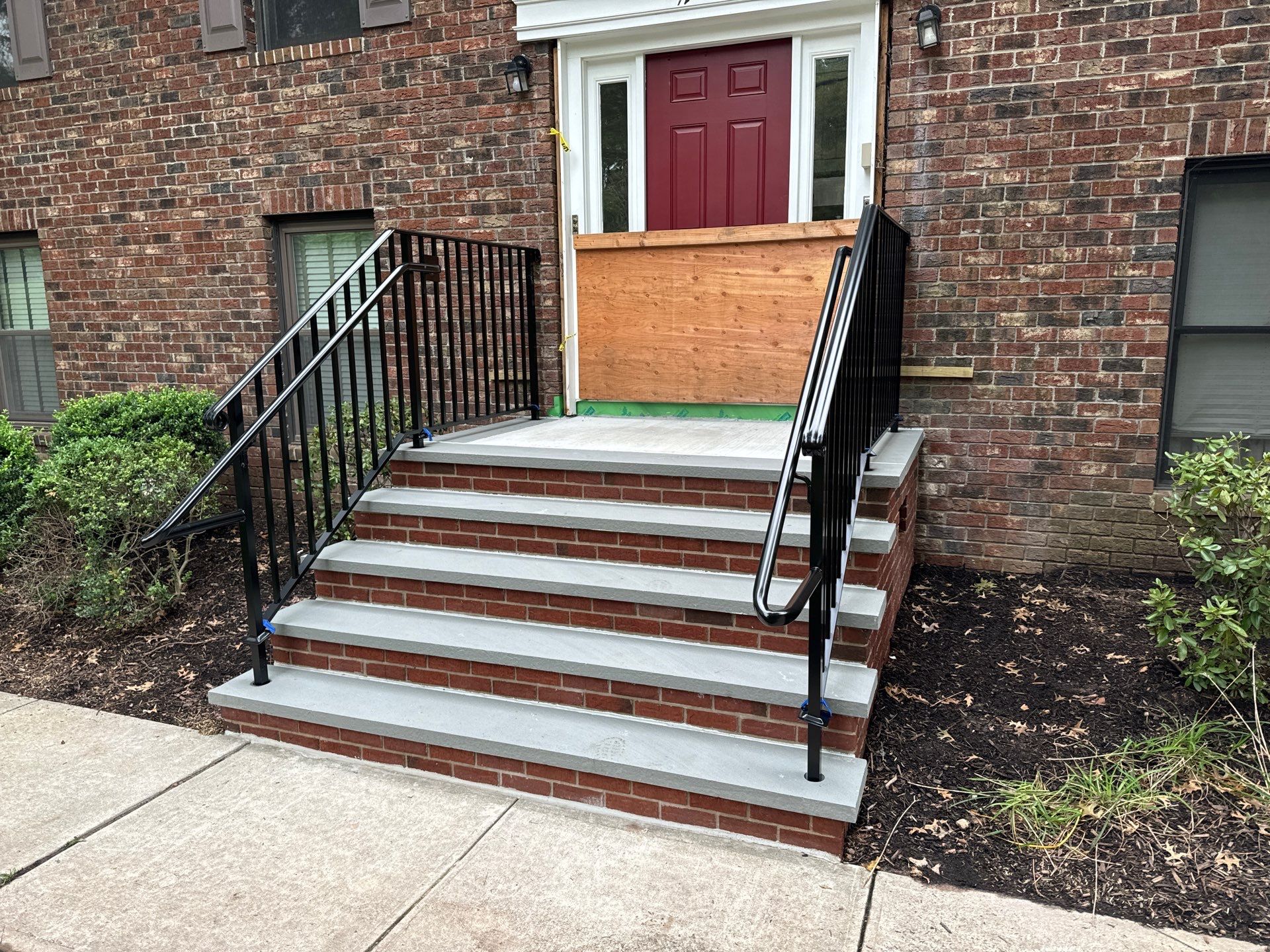 Restored masonry steps and railings