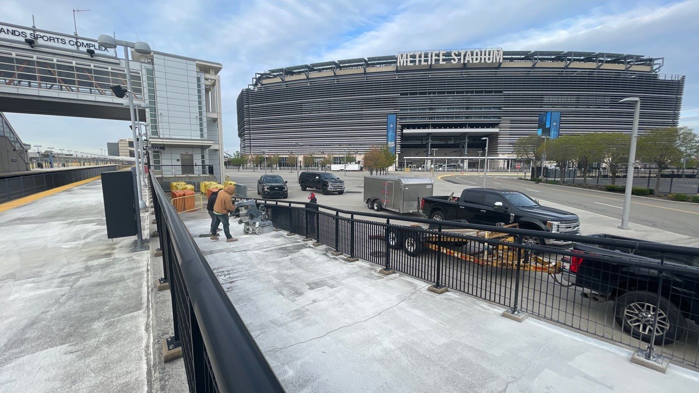 Pedestrian ramp waterproofing coating work