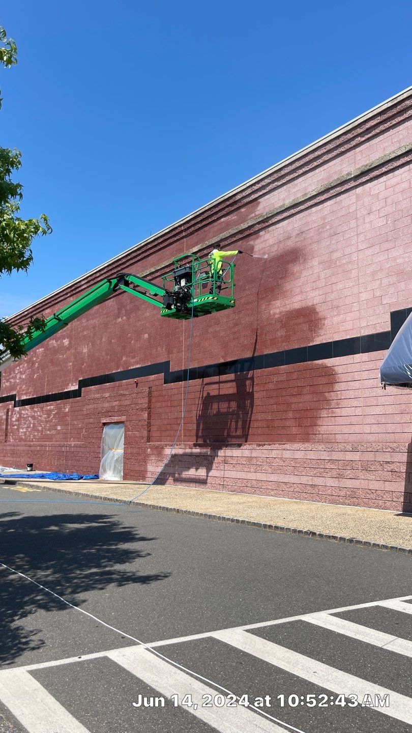 Clear masonry water repellant application from lift access