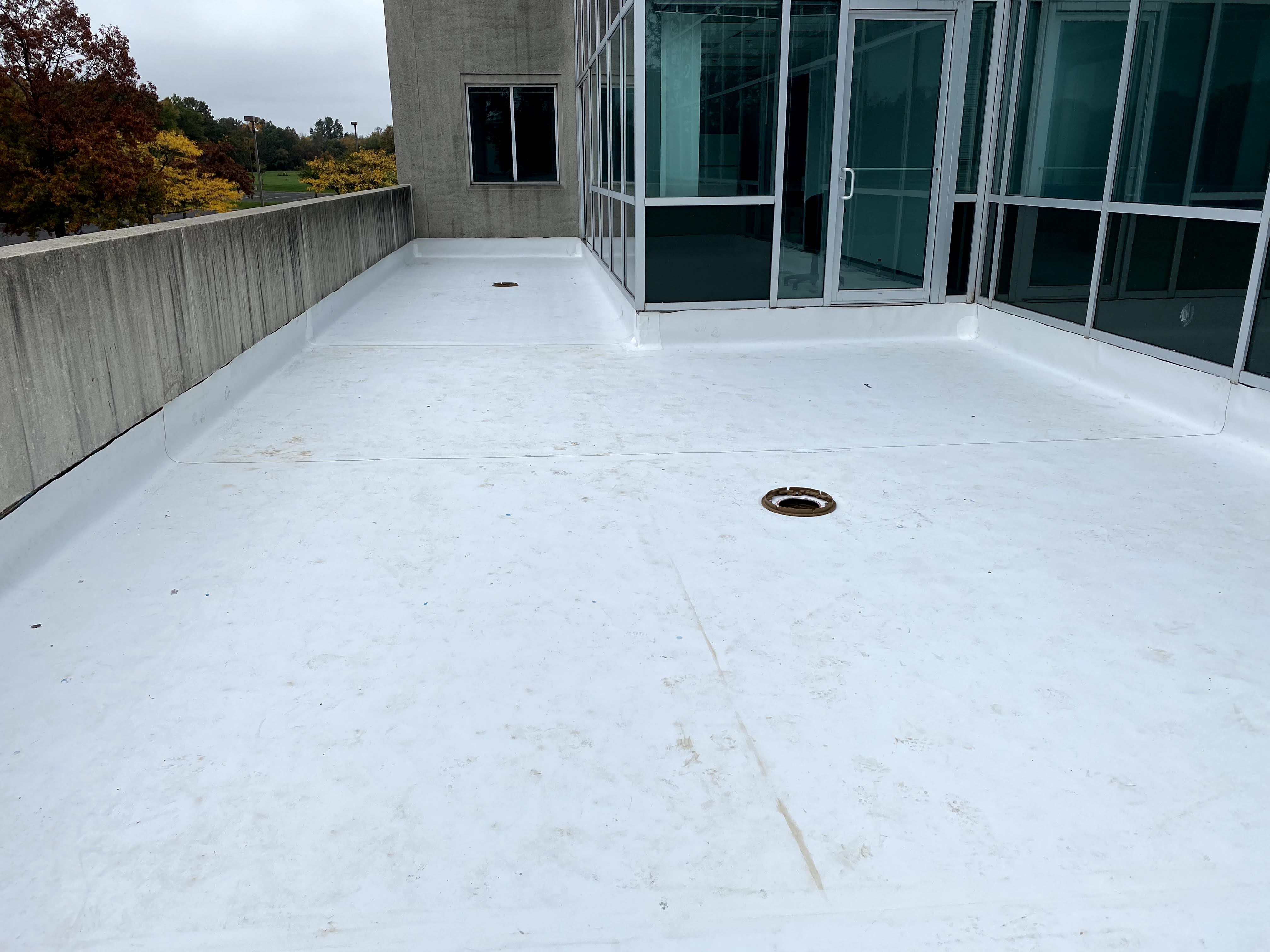 Completed commercial waterproofing membrane installation